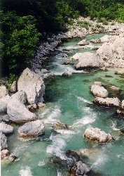 Soča u kempu nedaleko Bovce