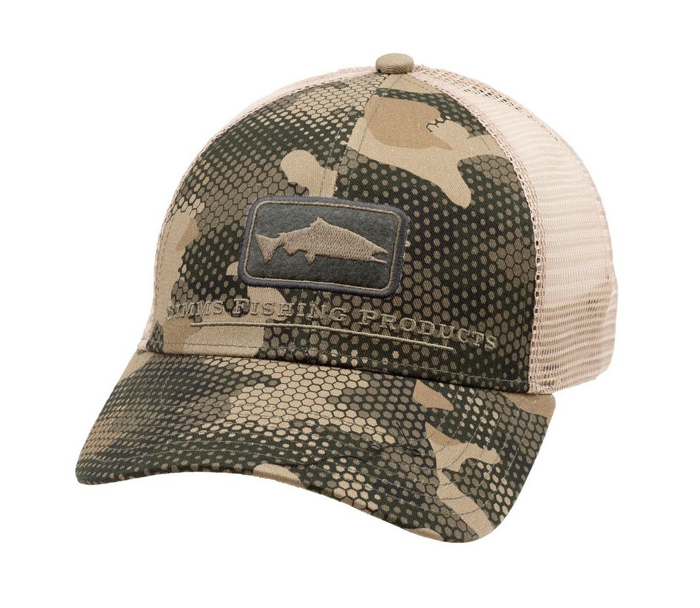 Kšiltovka Simms Trucker Icon Salmon Hex Flo Camo Timber