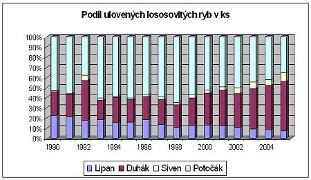 Podíl ulovených ryb v kusech
