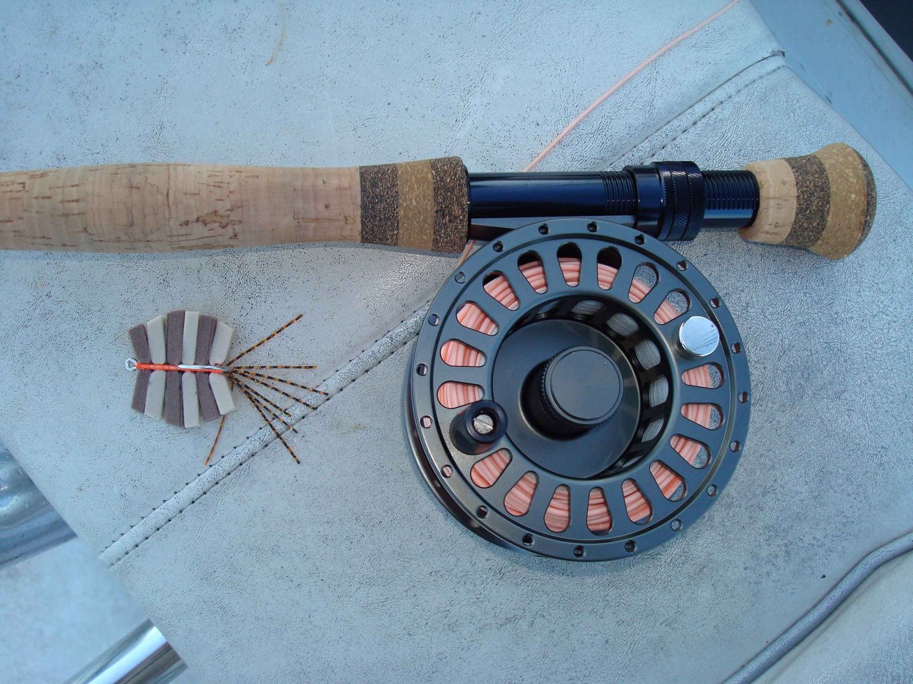Fly rod with calico crab fly