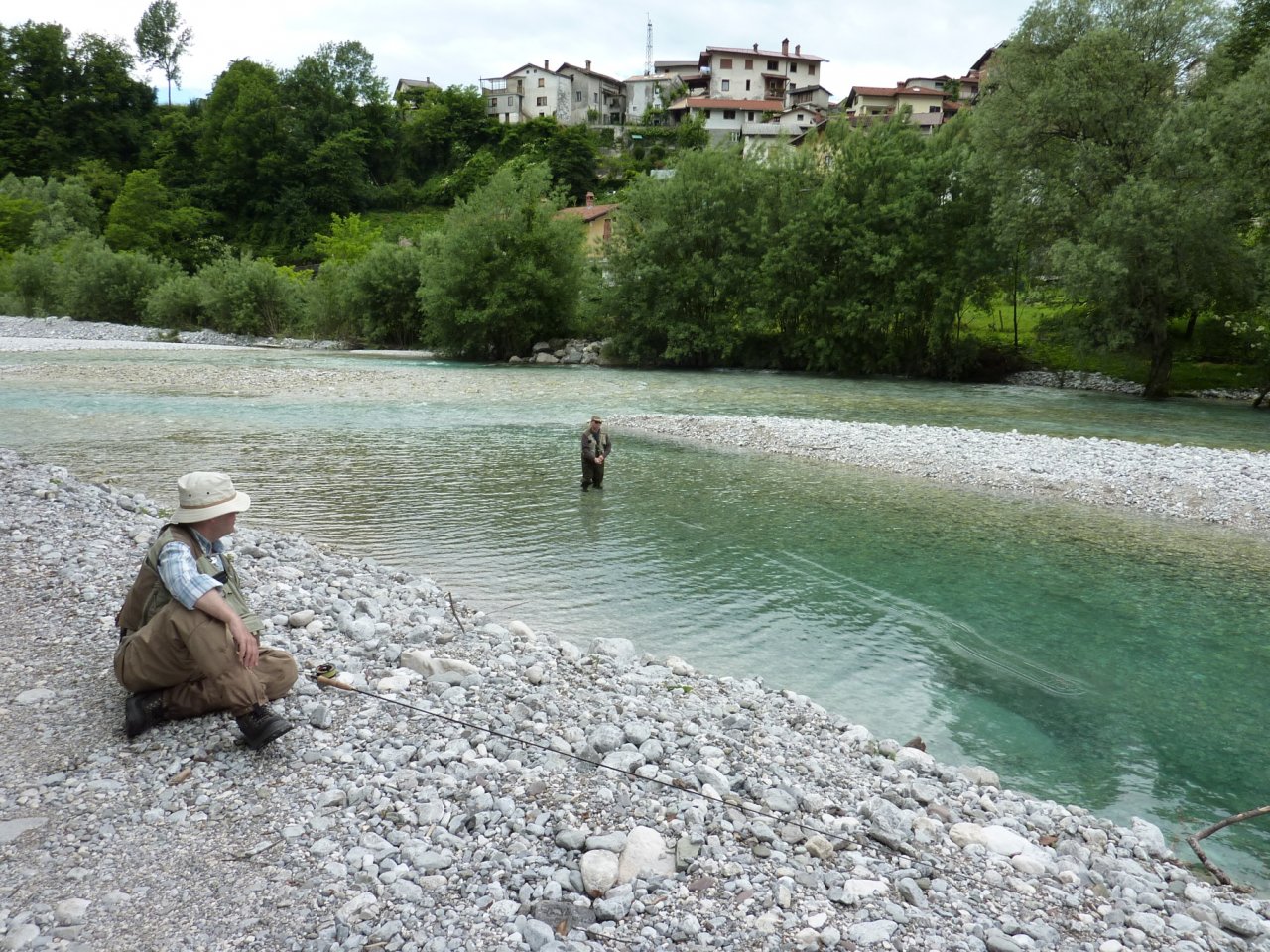 Belgian fisherman in Tolminka river