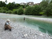 Belgian fisherman in Tolminka river