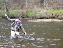 An usk trout comes safely into the net