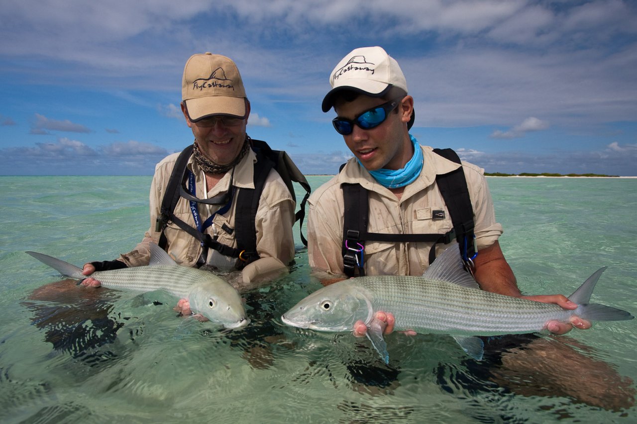 Father and son with shoaling bonefish!