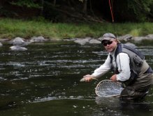 French/Spanish Style, High-Low Rod Angles; Aaron releases a wild brown while going through the need for high-low rod angles