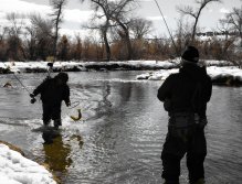 Assisting another thick brown, Paul Swint thanks Matt for the downstream scoop