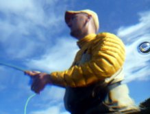 Bob Neal from underwater shoots his line back out. The small bubbles acting like mini fish eye lenses to what is happening above