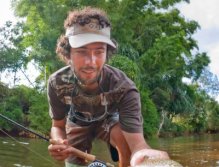 Jungle perch on a small gurgler with a 2wt rod. An exciting fish with small tackle. Those fish have the behaviour of Black Bass