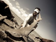 A nice lemon shark sight fished on fly. Hooked on a flat while wading, a very good experience shared with my fishing buddy