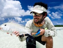 A sight fished snapper hooked on a white flat. The mimetism of those fish is impressive. They can change their color in seconds