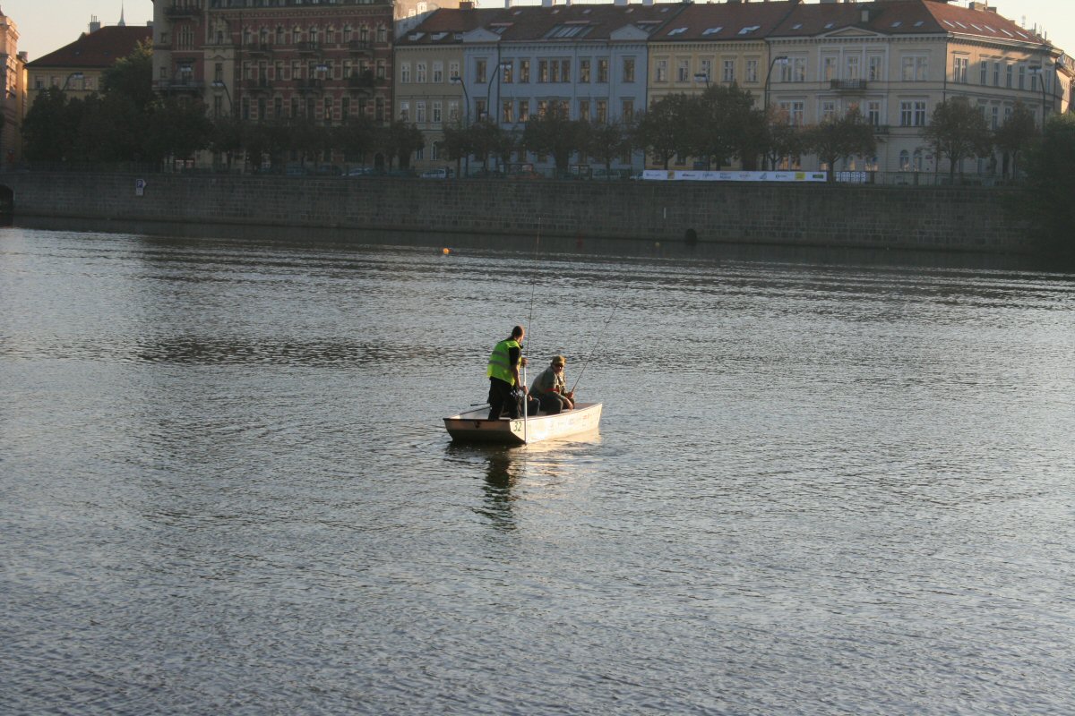 Lonely boat on Vltava river