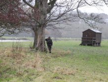 Hiding from cold rain and strong wind