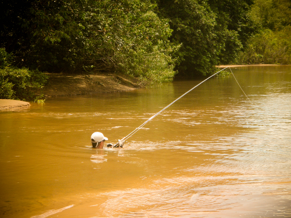 Wading small rivulets during summer