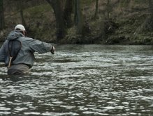 Fishing a caddis deep amongst underwater boulders.