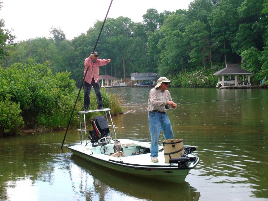 Carp fishing from "flats" boat