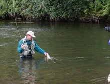 Jiří just caught a fish on a jig fly