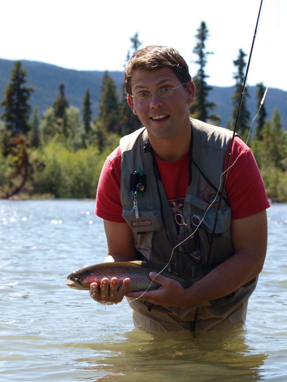 One of the Guides at Redfern Lodge with a Nice Redfern River Rainbow