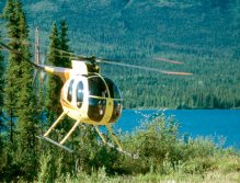 Chopper returning from delivering people at one of the other lakes
