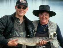 Ina and guide with one of the many pike that we caught that day