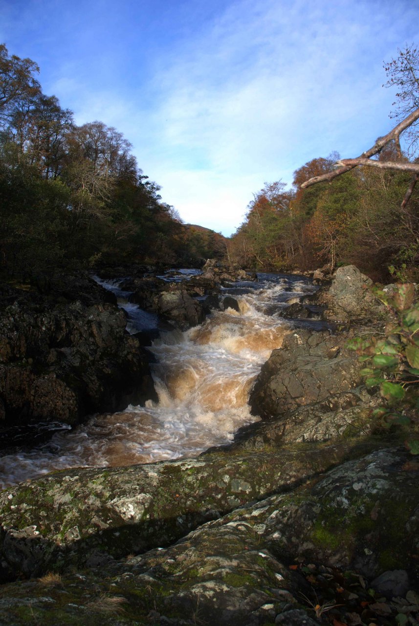 The river tumbles over ancient rocks