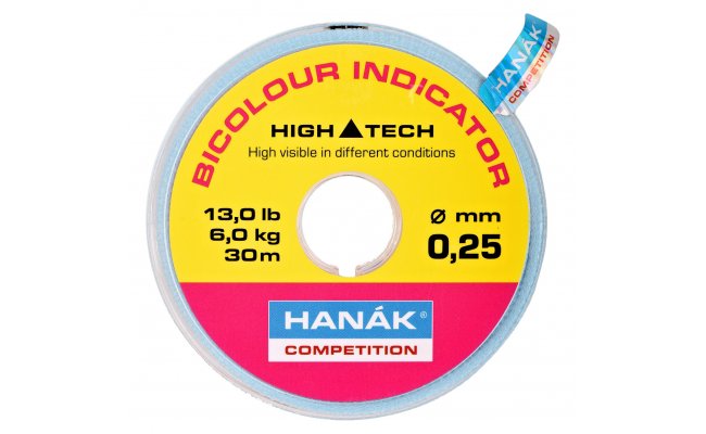 Dvoubarevn indiktor Hank Competition Bicolour Indicator Line 30 m Dvoubarevn indiktor Hank Competition Bicolour Indicator Line 30 m - 0,18 mm, 3,3 kg