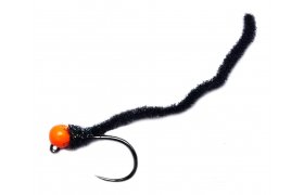 Micro-Chenille Worm Jig s fluo oranovou hlavikou ern Micro-Chenille Worm Jig s fluo oranovou hlavikou ern, vel. 14