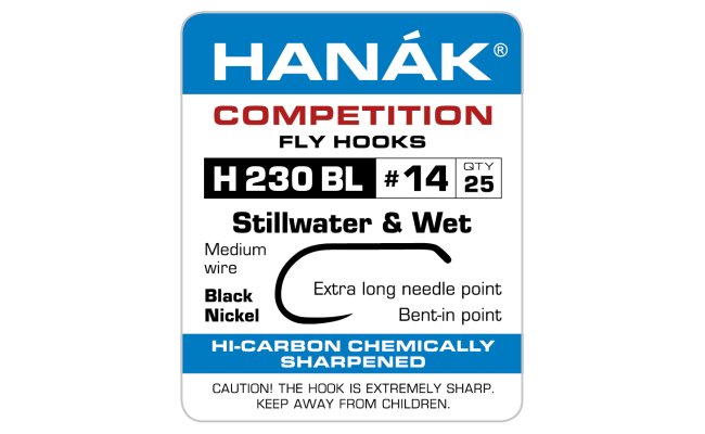 Muškařský háček Hanák Competition mokré mušky (H230BL) Muškařský háček Hanák Competition mokré mušky č. 10, 25 ks (H230BL)