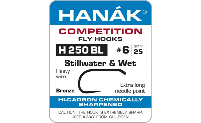 Muškařský háček na mokré a jezerní mušky Hanák Competition (H250BL) Muškařský háček na mokré a jezerní mušky Hanák Competition č. 10, 25 ks (H250BL)