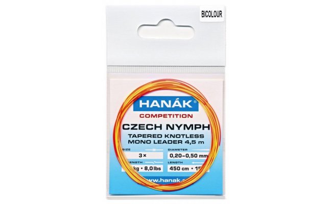 Monofiln mukask nvazec Hank Competition Czech Nymph ujman bezuzlov 4,5 m Monofiln mukask nvazec Hank Competition Czech Nymph ujman bezuzlov 4,5 m - bicolour