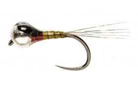 Nymfa Perdigon se stbrnou hlavikou a ernm kroukovnm svtle olivov B/P Nymfa Perdigon se stbrnou hlavikou a ernm kroukovnm svtle olivov B/P, vel. 16