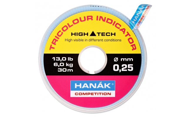 Tbarevn indiktor Hank Competition Tricolour Indicator Line 30 m Tbarevn indiktor Hank Competition Tricolour Indicator Line 30 m - 0,18 mm, 3,3 kg