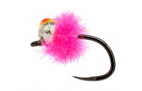 Uml jikra Egg Fly se stbrnou tungstenovou hlavikou fluo rov B/P Uml jikra Egg Fly se stbrnou tungstenovou hlavikou fluo rov B/P, vel. 14