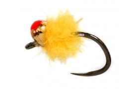Uml jikra Egg Fly se zlatou tungstenovou hlavikou luto-oranov B/P Uml jikra Egg Fly se zlatou tungstenovou hlavikou luto-oranov B/P, vel. 14