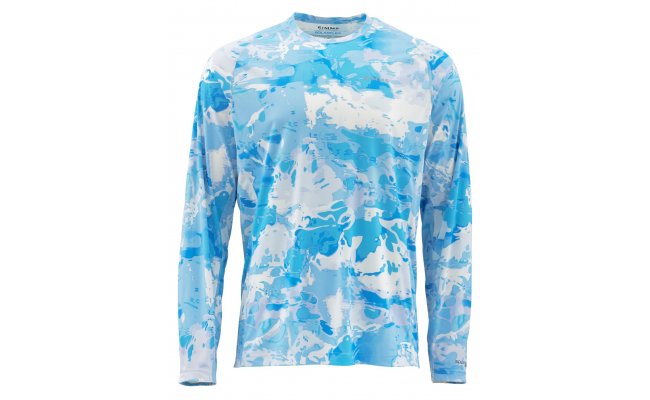 UV triko s dlouh�m ruk�vem Simms SolarFlex Crewneck Prints Cloud Camo Blue UV triko s dlouh�m ruk�vem Simms SolarFlex Crewneck Prints Cloud Camo Blue L