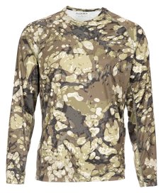 UV triko s dlouhým rukávem Simms SolarFlex Crewneck Prints Riparian Camo