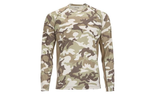 UV triko s dlouh�m ruk�vem Simms SolarFlex Crewneck Prints Woodland Camo Sandbar UV triko s dlouh�m ruk�vem Simms SolarFlex Crewneck Prints Woodland Camo Sandbar S