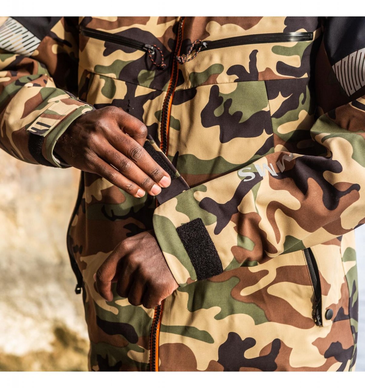 Rybářská bunda Simms CX Jacket Woodland Camo | CzechNymph.cz
