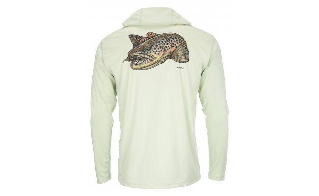 Ryb��sk� mikina Simms Tech Hoody Artist Series Brown Trout/Light Green Simms Tech Hoody - Artist Series Brown Trout/Lt.Green M