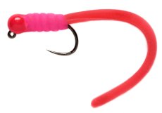 Squirminator Jig s jasně červenou hlavičkou fluo růžový B/P