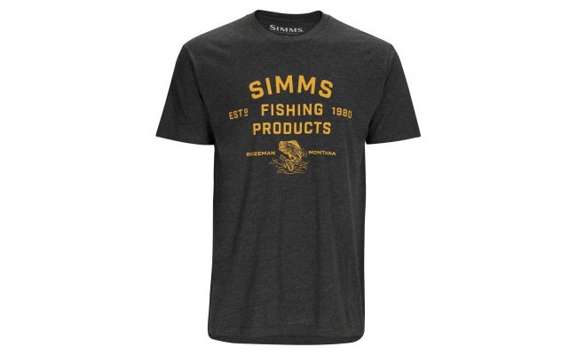 Tri�ko Simms Stacked Logo Bass T-Shirt Charcoal Heather Tri�ko Simms Stacked Logo Bass T-Shirt Charcoal Heather S