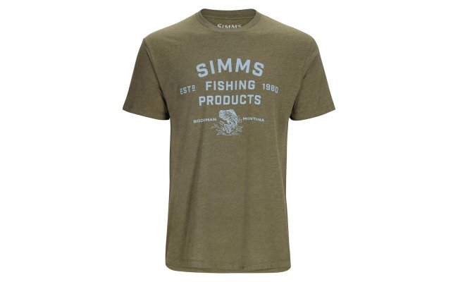 Tri�ko Simms Stacked Logo Bass T-Shirt Military Heather Tri�ko Simms Stacked Logo Bass T-Shirt Military Heather S