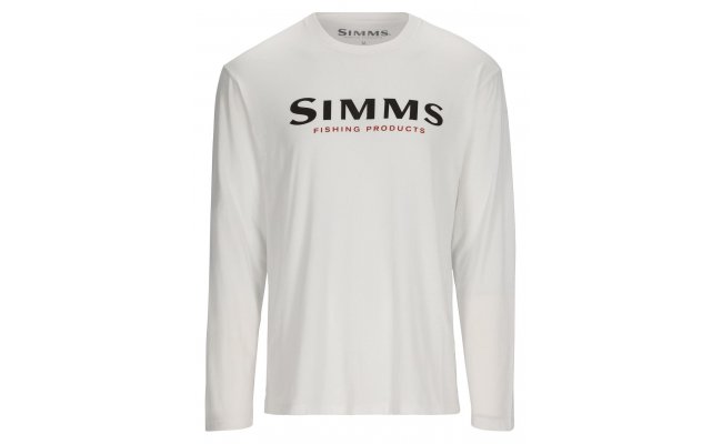 Triko s dlouh�m ruk�vem Simms Black Logo Pure White Triko s dlouh�m ruk�vem Simms Black Logo Pure White S