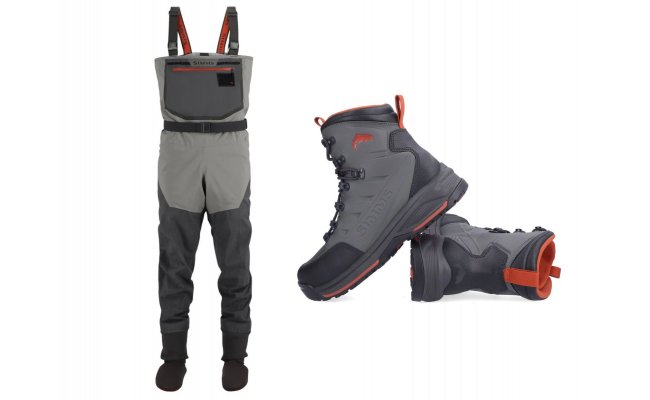 SET Brod�c� kalhoty Simms  Freestone  Stockingfoot Smoke + Brod�c� boty s gumovou podr�kou SET Brod�c� kalhoty Simms  Freestone  Stockingfoot Smoke + Brod�c� boty s gumovou podr�kou