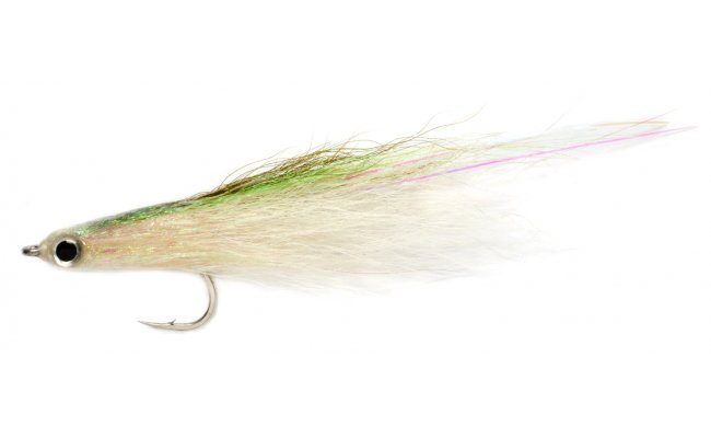 Streamer napodobujc drobnou rybku perleov-olivov Streamer napodobujc drobnou rybku perleov-olivov, vel. 2/0