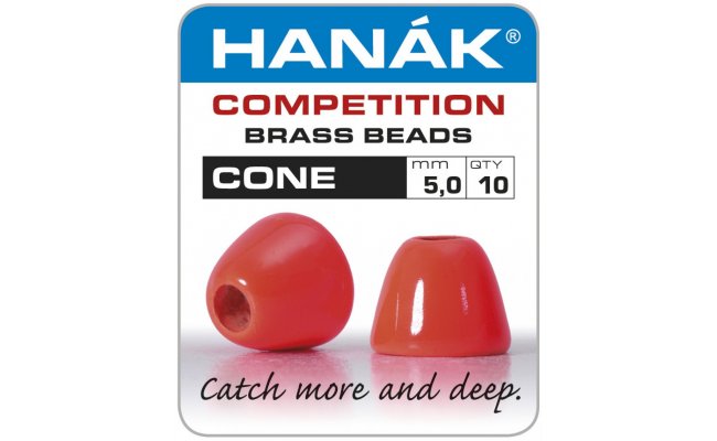 Konick hlaviky Hank Competition CONE Fluo Red Konick hlaviky Hank Competition CONE Fluo Red 5,0 mm, 10 ks