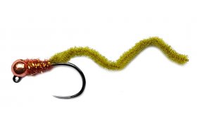 Micro-Chenille Worm Jig s mdnou hlavi ... Micro-Chenille Worm Jig s mdnou hlavikou olivov, vel. 14
