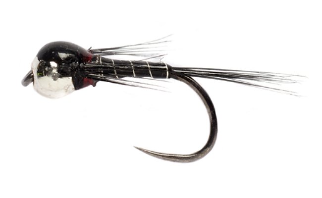 Nymfa Perdigon se stbrnou hlavikou ern B/P Nymfa Perdigon se stbrnou hlavikou ern B/P, vel. 12