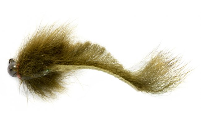 Jigstreamer se zlatou tungstenovou hlavi�kou imituj�c� vranku olivov� B/P Jigstreamer se zlatou tungstenovou hlavi�kou imituj�c� vranku olivov� B/P, vel. 10