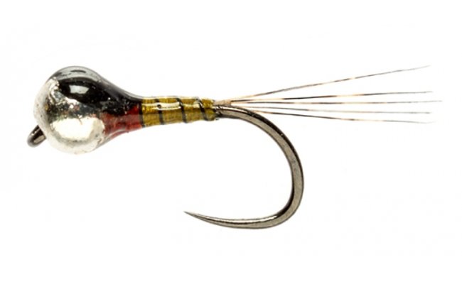 Nymfa Perdigon se stbrnou hlavikou a ernm kroukovnm svtle olivov B/P Nymfa Perdigon se stbrnou hlavikou a ernm kroukovnm svtle olivov B/P, vel. 16