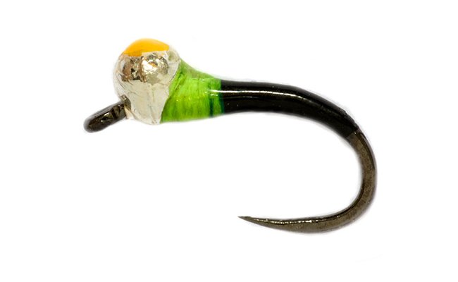 Zat�en� pakom�r se �luto-st��brnou tungstenovou hlavi�kou �erno-zelen� B/P Zat�en� pakom�r se �luto-st��brnou tungstenovou hlavi�kou �erno-zelen� B/P, vel. 14, 2,5 mm